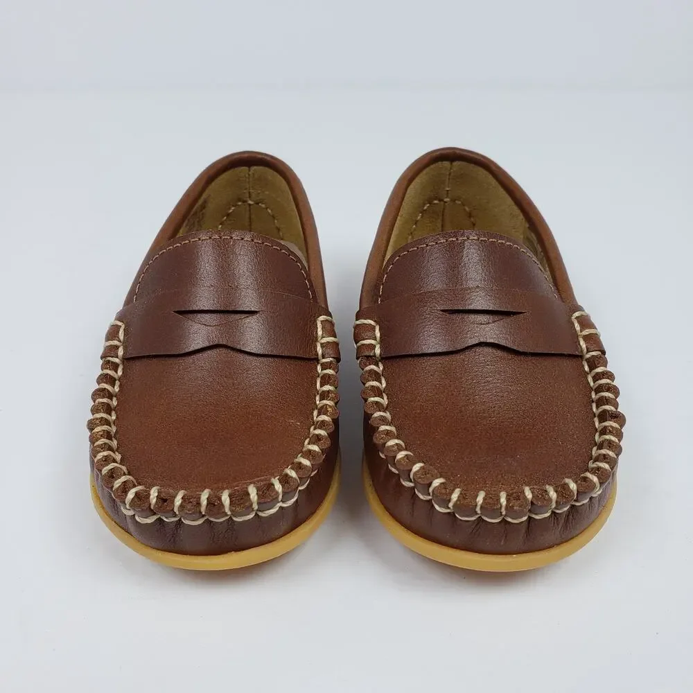 Elephantito Alex Drivers Baby Boys Sz 6 Brown Leather Slip On Casual Loafer Shoe